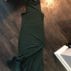 Green high neck maxi dress size slit SMALL